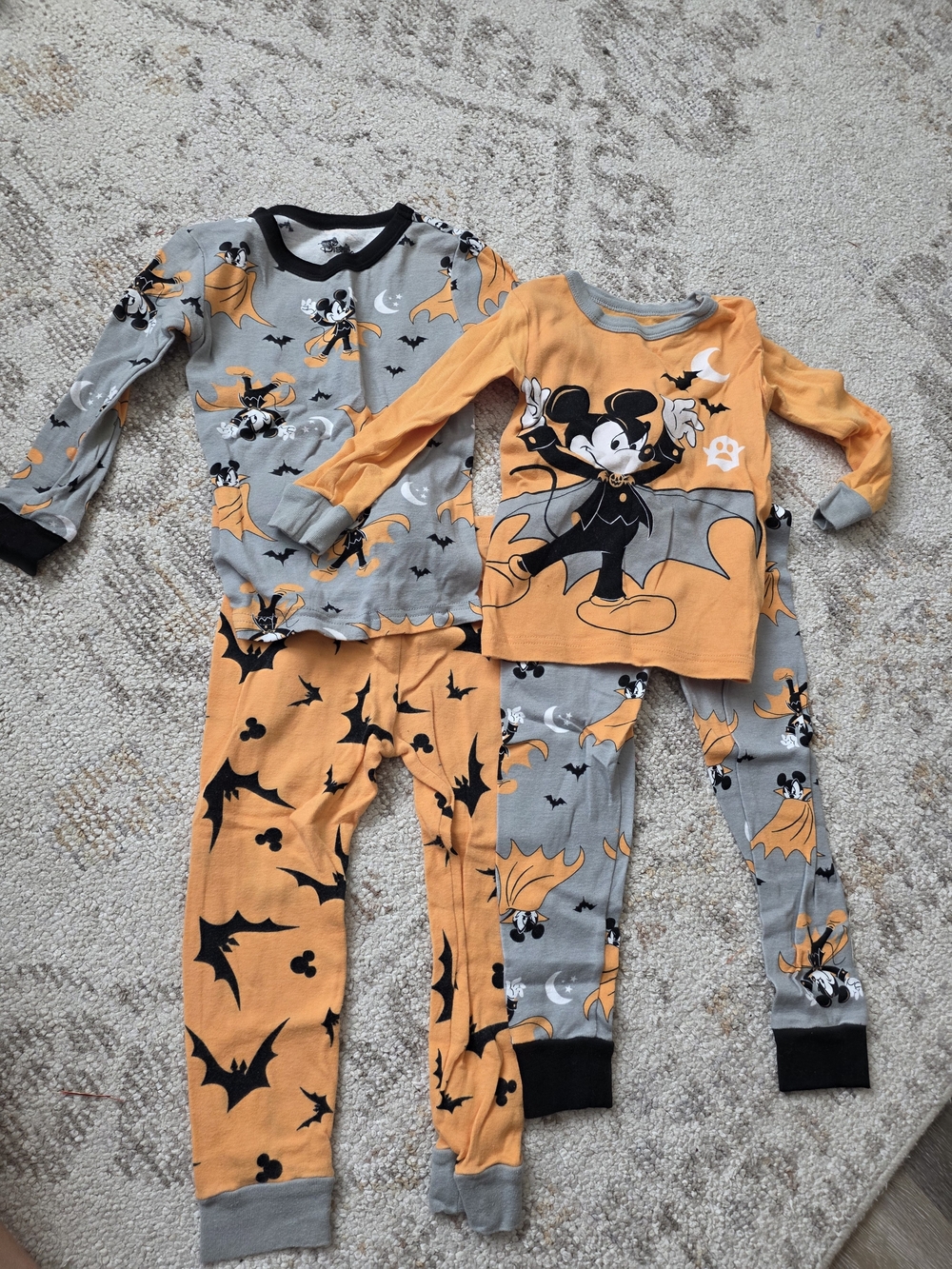 Disney Halloween Mickey Mouse Orange & Gray Pajama Set for Kids